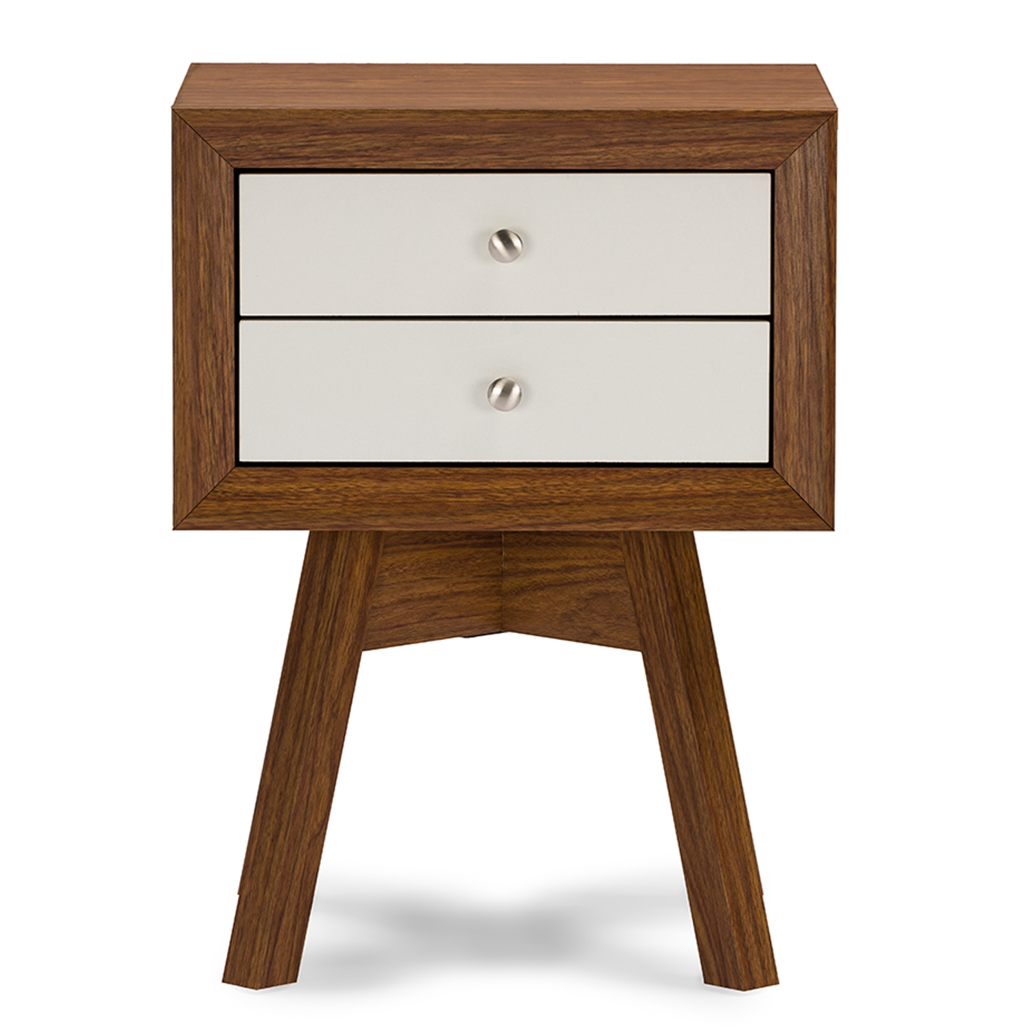 Baxton Studio Warwick Two tone Walnut and White Modern Accent